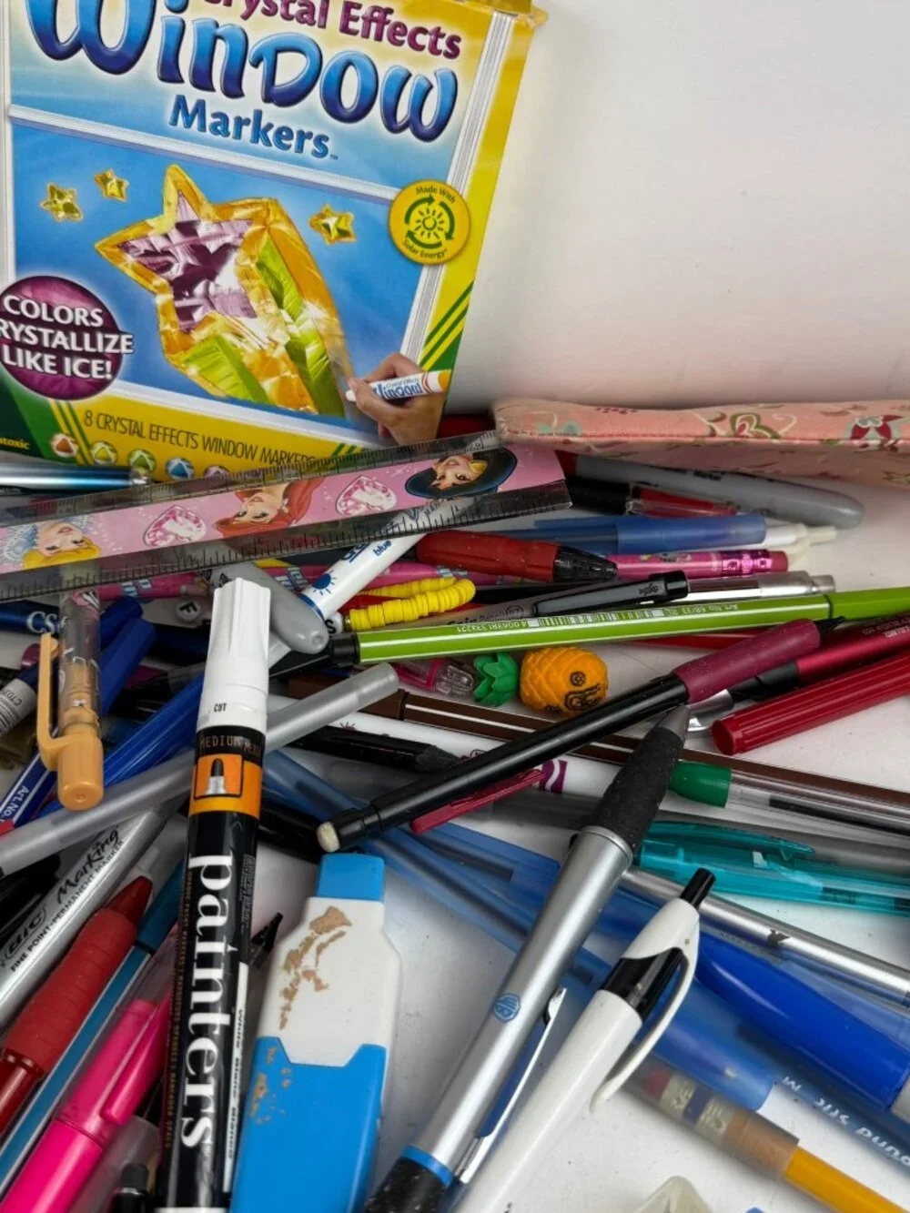 Huge Office & School Stationery Lot: Crayola Window Markers, Pens, Rulers & Pins